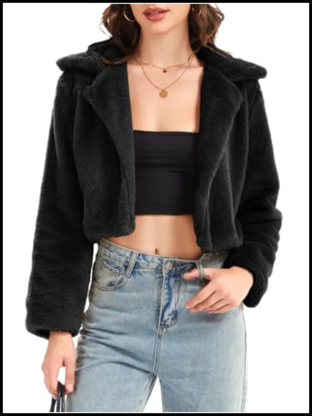 Faux Fur Coat Cropped Cardigan Short Jacket Plush Shawl Collar